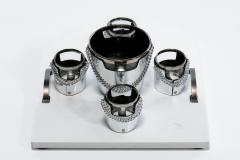  Gucci 1970s Gucci Style Vintage Chrome Smoked Glass Chained Barware Caddy Set - 4794950