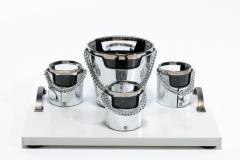  Gucci 1970s Gucci Style Vintage Chrome Smoked Glass Chained Barware Caddy Set - 4794952