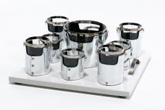  Gucci 1970s Gucci Style Vintage Chrome Smoked Glass Chained Barware Caddy Set - 4794953