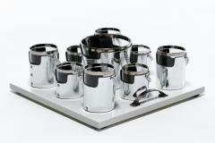  Gucci 1970s Gucci Style Vintage Chrome Smoked Glass Chained Barware Caddy Set - 4794954