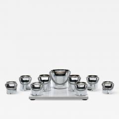  Gucci 1970s Gucci Style Vintage Chrome Smoked Glass Chained Barware Caddy Set - 4795941