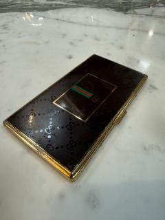  Gucci Brown Gucci Lacquer Cigarette Case with Web GG Stripe Italy 1970s - 4687823