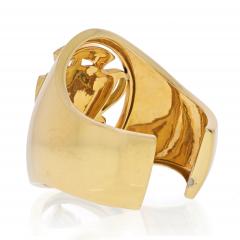  Gucci GUCCI 18K YELLOW GOLD COAT OF ARMS CREST COLLECTION SOLID CUFF BANGLE BRACELET - 2294030