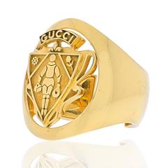  Gucci GUCCI 18K YELLOW GOLD COAT OF ARMS CREST COLLECTION SOLID CUFF BANGLE BRACELET - 2294031