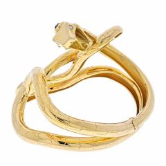  Gucci GUCCI 18K YELLOW GOLD SNAKE SERPENT HINGED CUFF BRACELET - 2444473