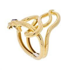  Gucci GUCCI 18K YELLOW GOLD SNAKE SERPENT HINGED CUFF BRACELET - 2444474