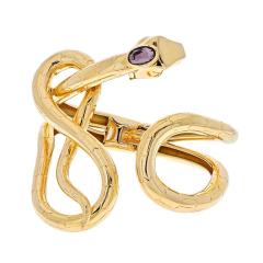  Gucci GUCCI 18K YELLOW GOLD SNAKE SERPENT HINGED CUFF BRACELET - 2444476