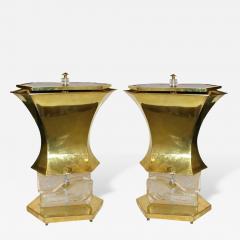  Gucci Gucci 1980s Italian Pair of Modern Gold Brass and Glass Lamps - 339813