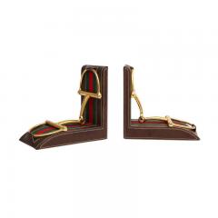  Gucci Gucci Bookends Leather Brass Horsebit Signed - 2844503