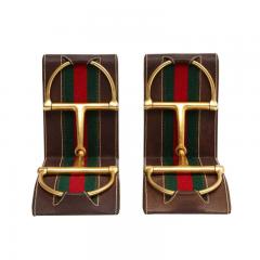  Gucci Gucci Bookends Leather Brass Horsebit Signed - 2844505