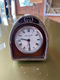  Gucci Gucci Leather and Chrome Desk Clock Italy 1980s - 1217364