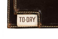  Gucci Gucci Mid Century Modern Dark Brown Leather and Brass Desk Planner - 4667955
