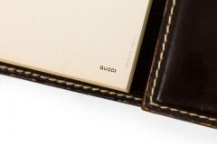  Gucci Gucci Mid Century Modern Dark Brown Leather and Brass Desk Planner - 4667957