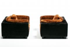  Gucci Gucci Monumental 1970s Club Chairs in New Black Cowhides and Chocolate Shearling - 4342000
