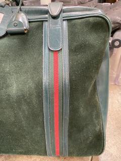  Gucci Gucci Vintage Blue Suede Medium Suitcase Travel Bag - 1527415