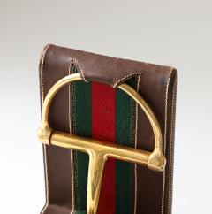  Gucci Pair of Leather and Brass Bookends Gucci Italy c 1970 - 3418255