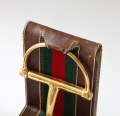  Gucci Pair of Leather and Brass Bookends Gucci Italy c 1970 - 3418256