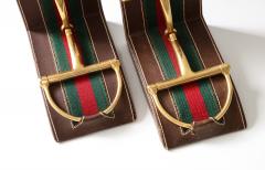  Gucci Pair of Leather and Brass Bookends Gucci Italy c 1970 - 3418259