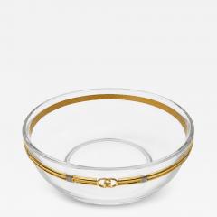  Gucci Vintage Gucci Glass Bowl with Gold Tone GG Accents - 4716675