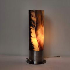  Gueridon Ambient Brown Onyx Table Lamp with Leather Backed Stainless Steel Base - 3024088