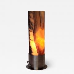  Gueridon Ambient Brown Onyx Table Lamp with Leather Backed Stainless Steel Base - 3025033