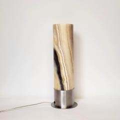  Gueridon Ambient Brown and White Onyx Table Lamp with Leather Backed Stainless Steel Base - 3024123