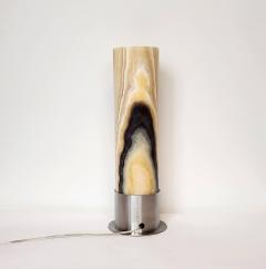  Gueridon Ambient Brown and White Onyx Table Lamp with Leather Backed Stainless Steel Base - 3024124