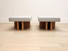  Gueridon Pair of custom made Gueridon Ottomans COM Upholstery Choice of Wood Stain - 3361966