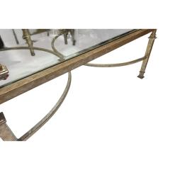  Gustav Carroll Art Deco Gustav Carroll White Gold Gilt Metal Beveled Glass Cocktail Table - 4157625