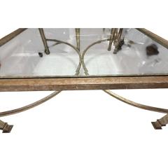  Gustav Carroll Art Deco Gustav Carroll White Gold Gilt Metal Beveled Glass Cocktail Table - 4157626