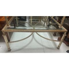  Gustav Carroll Art Deco Gustav Carroll White Gold Gilt Metal Beveled Glass Cocktail Table - 4157627