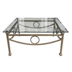  Gustav Carroll Art Deco Style Gustav Carroll Silver Gilt Metal Beveled Glass Cocktail Table - 4317155