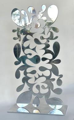  Gustavo Oviedo Polished Aluminum Abstract Sculpture by Artist Gustavo Oviedo Signed Dated - 3954253