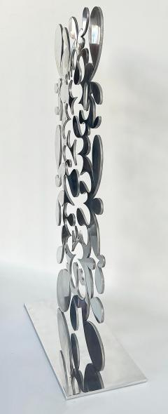  Gustavo Oviedo Polished Aluminum Abstract Sculpture by Artist Gustavo Oviedo Signed Dated - 3954255