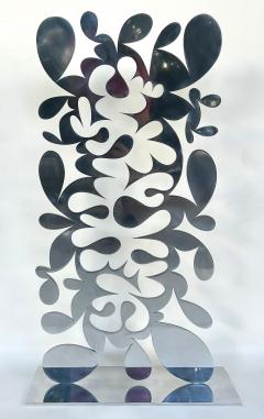  Gustavo Oviedo Polished Aluminum Abstract Sculpture by Artist Gustavo Oviedo Signed Dated - 3954259