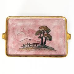  Gustavsberg JOSEF EKBERG GUSTAVSBERG SWEDISH ART DECO TRAY IN PINK AND GOLD - 2426644