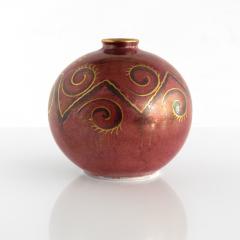  Gustavsberg JOSEF EKBERG ROSE AND GOLD GLAZED SPHERICAL VASE GUSTAVSBERG SWEDEN 1927 - 3175201