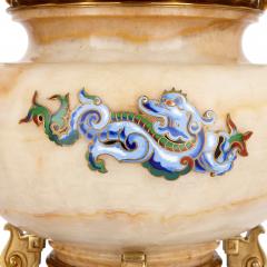  H Journet Cie Two gilt bronze mounted enamelled onyx urns by H Journet Cie - 1290504
