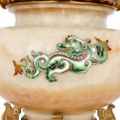  H Journet Cie Two gilt bronze mounted enamelled onyx urns by H Journet Cie - 1290505