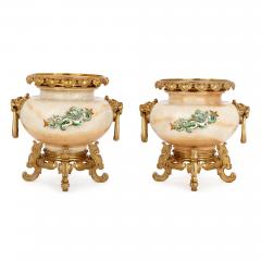  H Journet Cie Two gilt bronze mounted enamelled onyx urns by H Journet Cie - 1290508