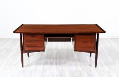  H P Hansen Danish Modern Executive Sculpted Rosewood Desk by H P Hansen - 3073163