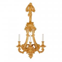  H Vian Two large French ormolu three branch wall sconces by H Vian - 2470726