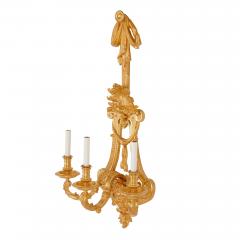  H Vian Two large French ormolu three branch wall sconces by H Vian - 2470727