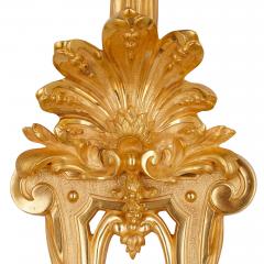  H Vian Two large French ormolu three branch wall sconces by H Vian - 2470729