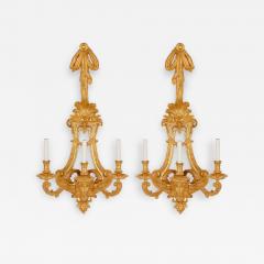  H Vian Two large French ormolu three branch wall sconces by H Vian - 2474524