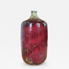  H gan s Large Brutalist Vase in Burgundy Glaze by Henning Nilsson for Hoganas - 3487561