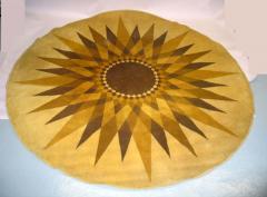  H jer Eksport Wilton Large Round Danish Mid Century Modern Sunburst Carpet by Hojer Eksport Wilton - 1819499