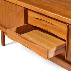  HP Hansen HP Hansen Mid Century Danish Teak Sliding Door Credenza - 4717497