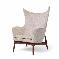  HW Klein H W Klein for Bramin M bler Model 207 5 Mid Century Danish Walnut Wing Chair - 4216718