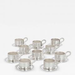  Habis Set of Ten Lebanese Silver Plate Cups and Saucers by Habis - 2081532